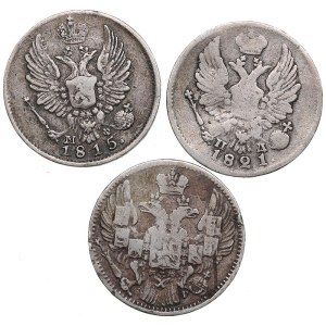 Small group of Russia 5 Kopecks 1815, 1821, 1833 (3)