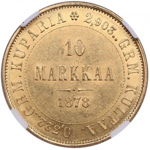 Finland, Russia 10 Markkaa 1878 S - NGC MS 61