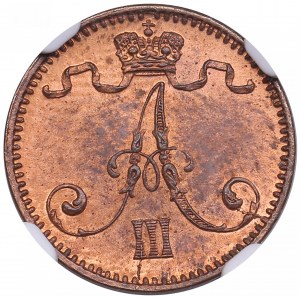 Finland, Russia 1 Penni 1891 - NGC MS 63 RB