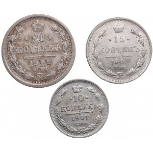 Group of Russian 1901-1902 silver coins (3)