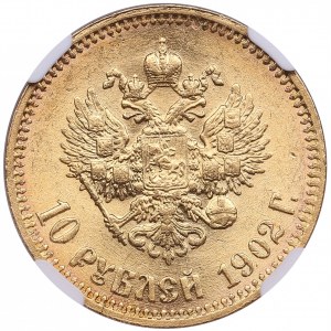 Russia 10 Roubles 1902 AP - NGC MS 62