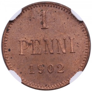 Finland, Russia 1 Penni 1902 - NGC MS 64 RB