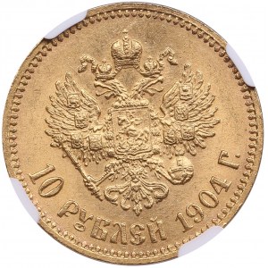 Russia 10 Roubles 1904 AP - NGC MS 62