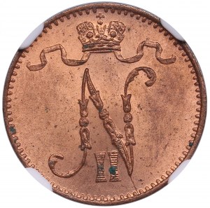Finland, Russia 1 Penni 1908 - NGC MS 63 RB