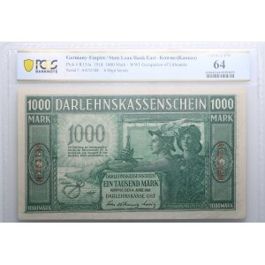 Germany, Lithuania 1000 Mark 1918 Kowno - PCGS 64 CHIOCE UNC