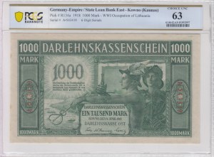 Germany, Lithuania, Kowno (Kaunas) 1000 Mark 1918 - PCGS 63 CHOICE UNC