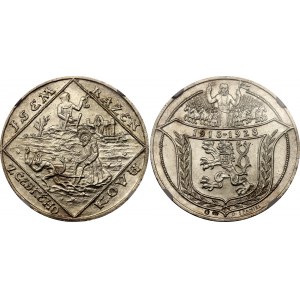 Czechoslovakia Silver 5 Dukat 1928 Medalic Coinage NGC MS 64