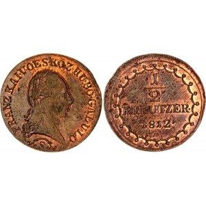 Austria 1/2 Kreuzer 1812 S Double Strike & Clipped Coin Error