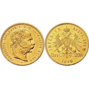 Austria 8 Florin / 20 Francs 1886
