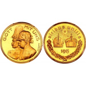 Austria Commemorative Gold Medal Wilhelm II & Franz Joseph 1915 PCGS SP66