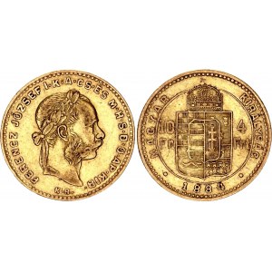 Hungary 4 Forint / 10 Francs 1884 KB