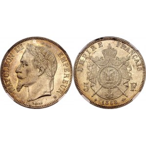France 5 Francs 1868 BB NGC MS 62