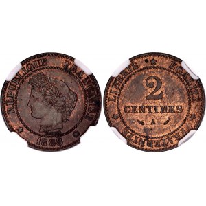 France 2 Centimes 1888 A NGC MS 64 BN