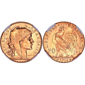 France 20 Francs 1914 NGC MS 65+