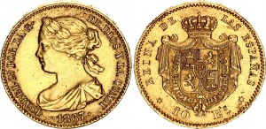 Spain 10 Escudos 1867
