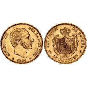Spain 25 Pesetas 1881 (81) MS M