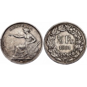Switzerland 1/2 Franc 1851 B