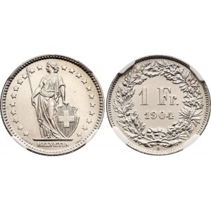 Switzerland 1 Franc 1904 B NGC UNC
