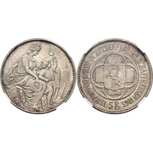 Switzerland 5 Francs 1865 Schaffhausen Shooting NGC MS 63