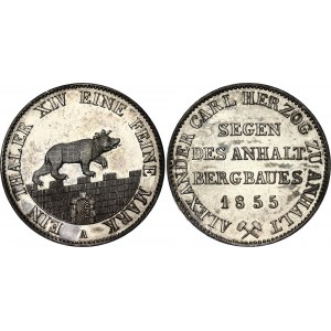 German States Anhalt-Bernburg 1 Taler 1855 A