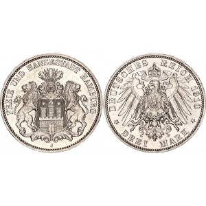 Germany - Empire Hamburg 3 Mark 1910 J