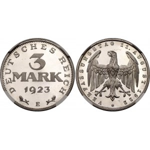 Germany - Weimar Republic 3 Reichsmark 1923 E NGC PF 67 Ultra Cameo