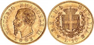 Italy 10 Lire 1863 T BN