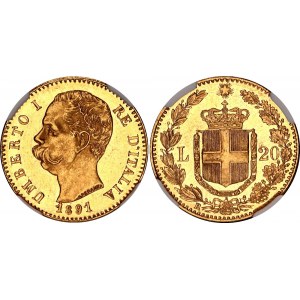 Italy 20 Lire 1891 R NGC MS 64