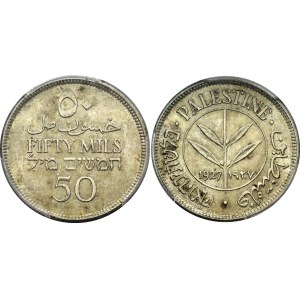 Palestine 50 Mils 1927 PCGS MS 63
