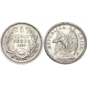 Chile 5 Pesos 1927 So