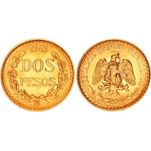Mexico 2 Pesos 1945 (ND) Mo Restrike