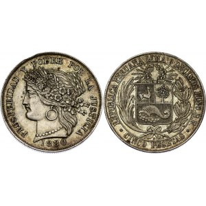 Peru 5 Pesetas 1880 BF