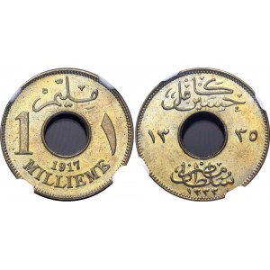 Egypt 1 Millieme 1917 AH 1335 NGC MS 65