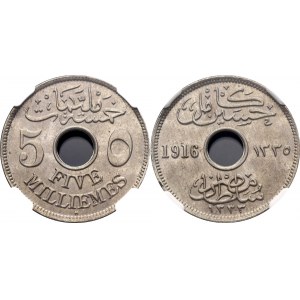 Egypt 5 Milliemes 1916 AH 1335 H NGC MS 64