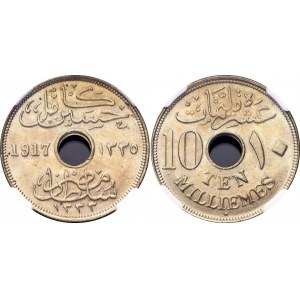 Egypt 10 Milliemes 1917 AH 1335 H NGC MS 63