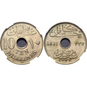 Egypt 10 Milliemes 1917 AH 1335 KN NGC MS 64