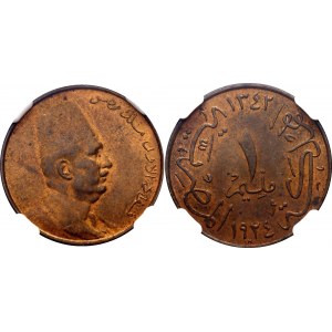 Egypt 1 Millieme 1924 AH 1342 H NGC MS 64 RB