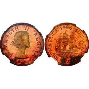 South Africa 1/2 Penny 1956 NGC PF 67 RB CAMEO