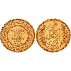 Tunisia 20 Francs 1891 AH 1308 A