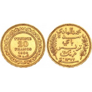 Tunisia 20 Francs 1904 AH 1322 A