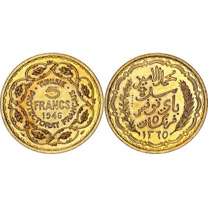 Tunisia 5 Francs 1946 AH 1365 Pattern