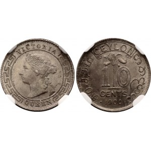 Ceylon 10 Cents 1900 NGC MS 61