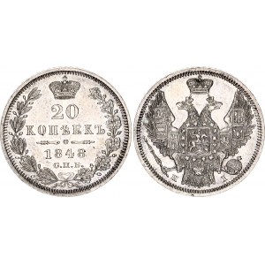 Russia 20 Kopeks 1848 СПБ HI R2