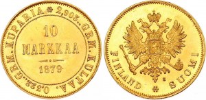 Russia - Finland 10 Markkaa 1879 S NGC MS 63