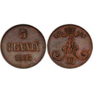 Russia - Finland 5 Pennia 1892