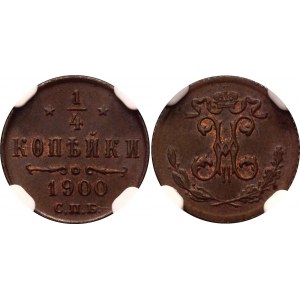 Russia 1/4 Kopek 1900 СПБ NGC MS 65 RB