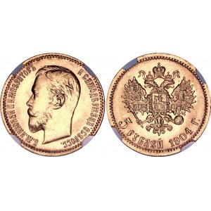 Russia 5 Roubles 1904 АP NGC MS 65+