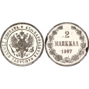 Russia - Finland 2 Markkaa 1907 L NGC MS 63