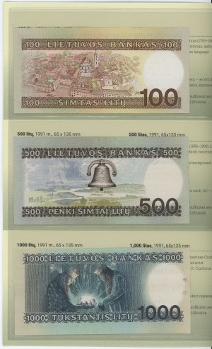 Lithuania 100 - 500 - 1000 Litas 1991 The Same Numbers