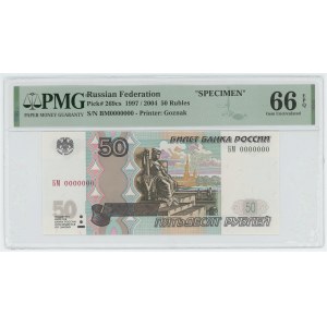 Russian Federation 50 Roubles 1997 (2004) Specimen PMG 66 EPQ Gem UNC